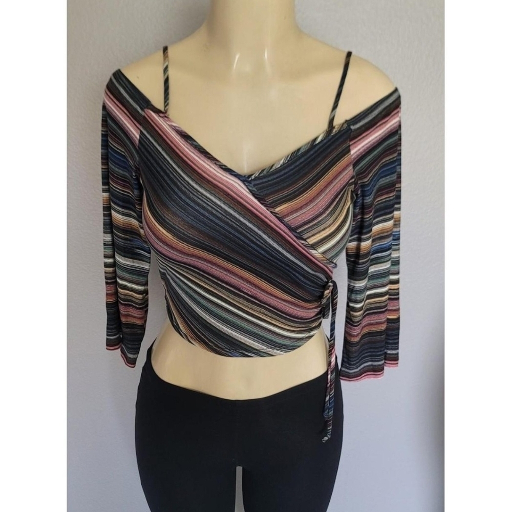 Striped Multicolor Wrap Top